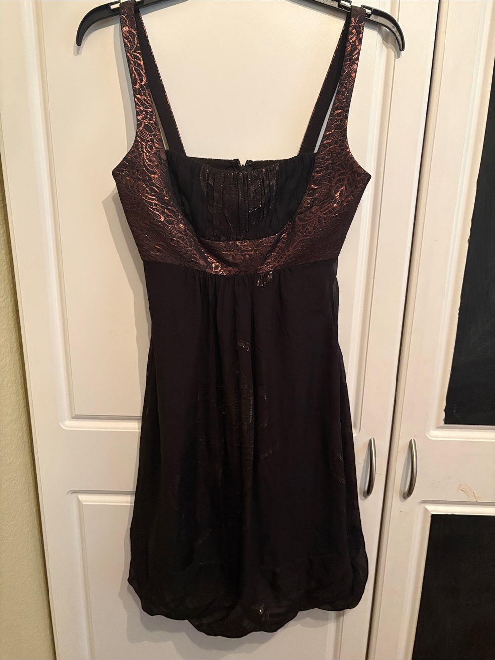 Nicole Miller Black Dress with Bronze Lace Bodice
